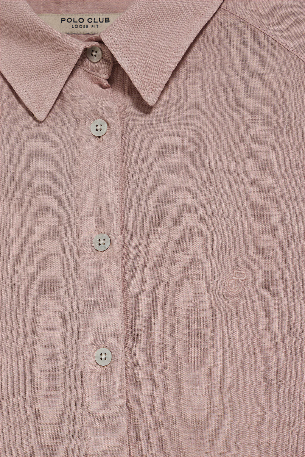 Camisa rosa taupe garment dye de lino con monograma bordado - Image 7