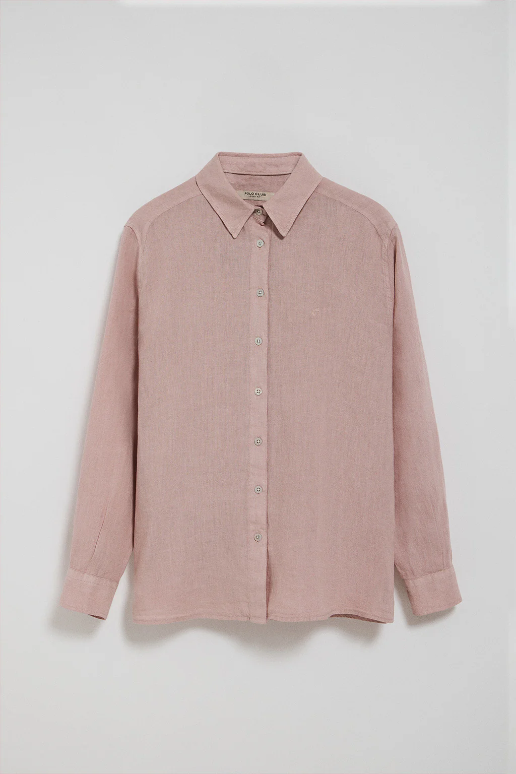 Camisa rosa taupe garment dye de lino con monograma bordado - Image 9