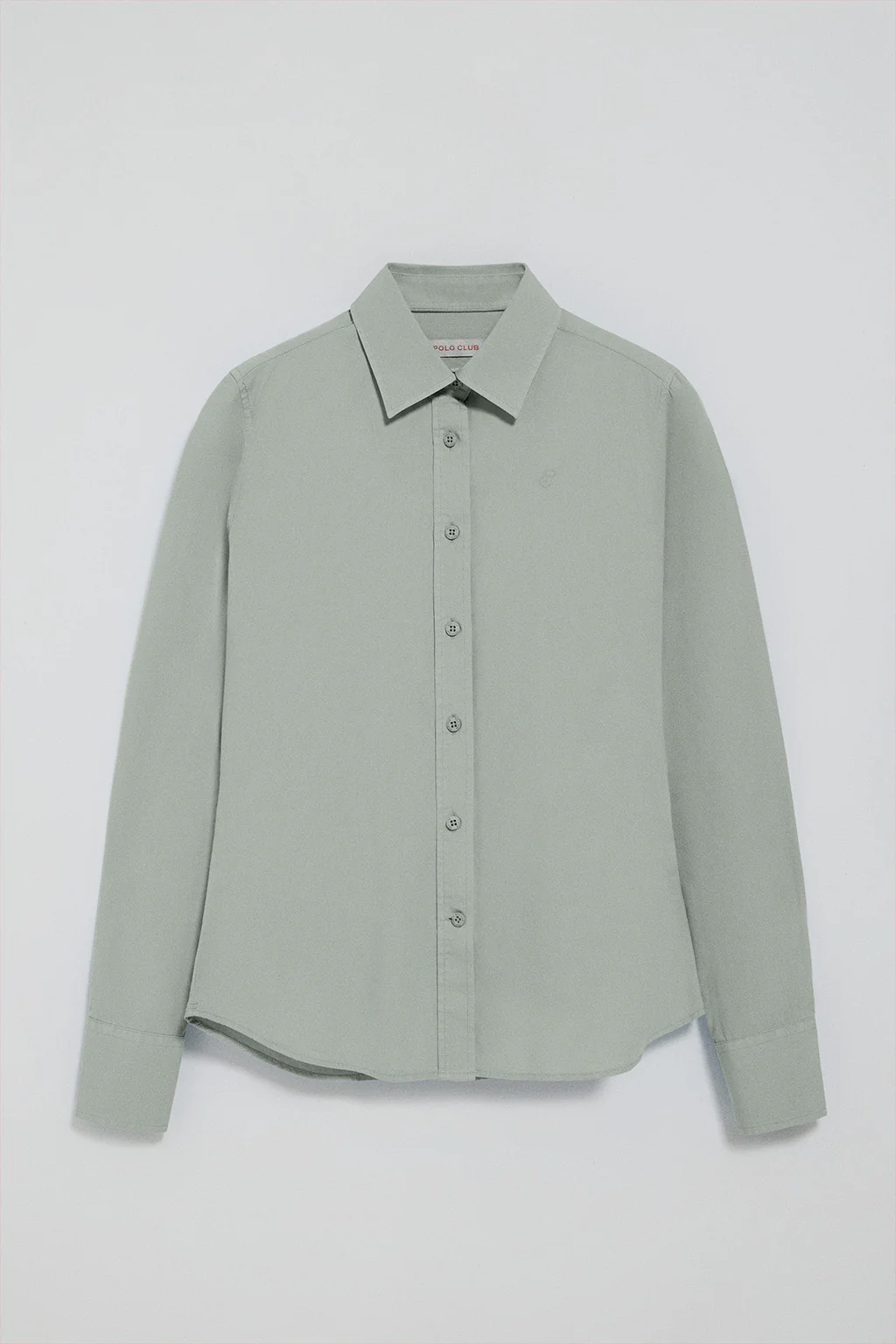 Camisa de popelín garment dye verde oscuro con logo bordado - Image 8