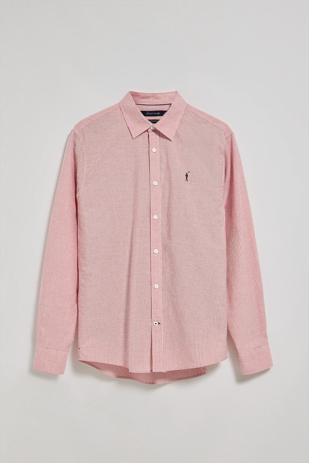 Camisa roja Pharrel de rayas con logo Rigby Go bordado - Image 8