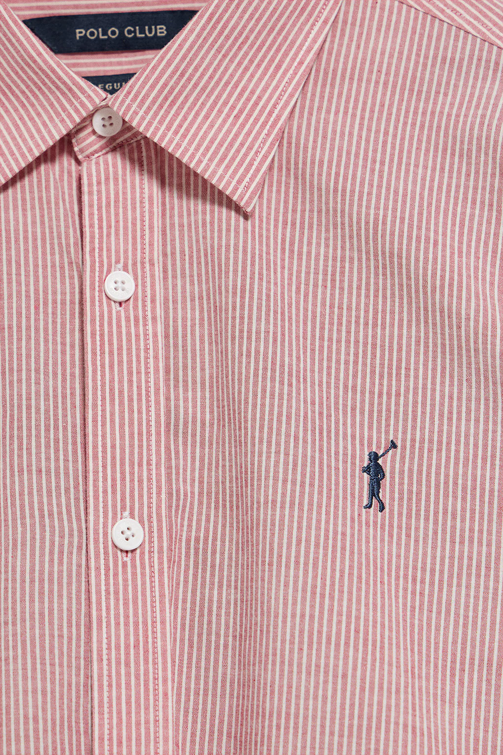 Camisa roja Pharrel de rayas con logo Rigby Go bordado - Image 9