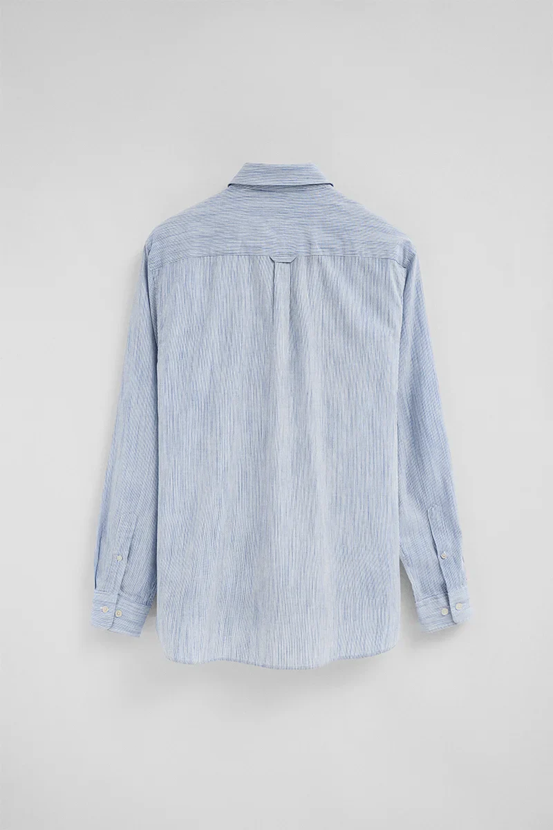 Camisa de rayas cotolino azul de corte regular con bordado Polo Club - Image 8