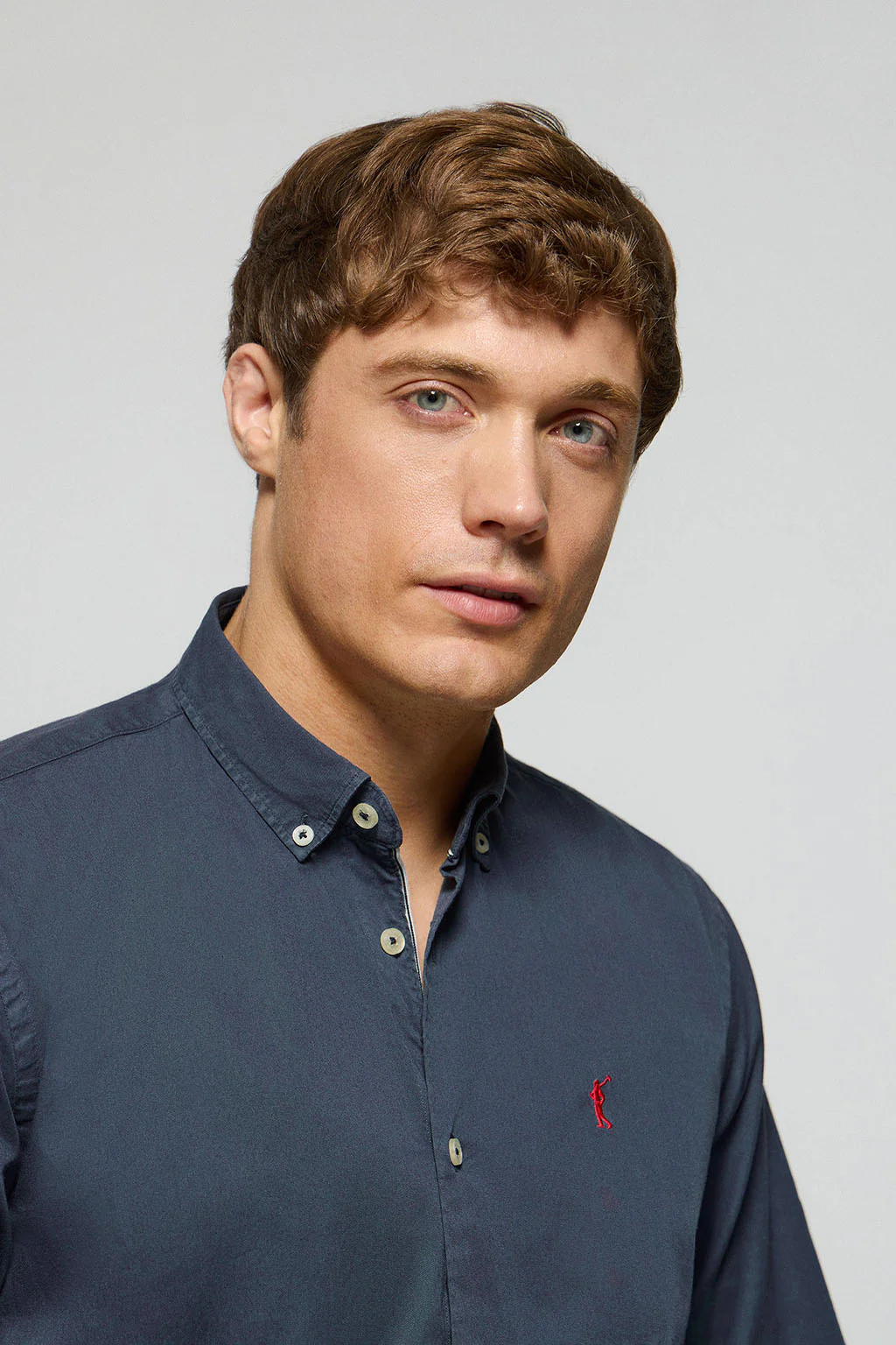 Camisa de sarga Princeton azul marino con logo Rigby Go - Image 2