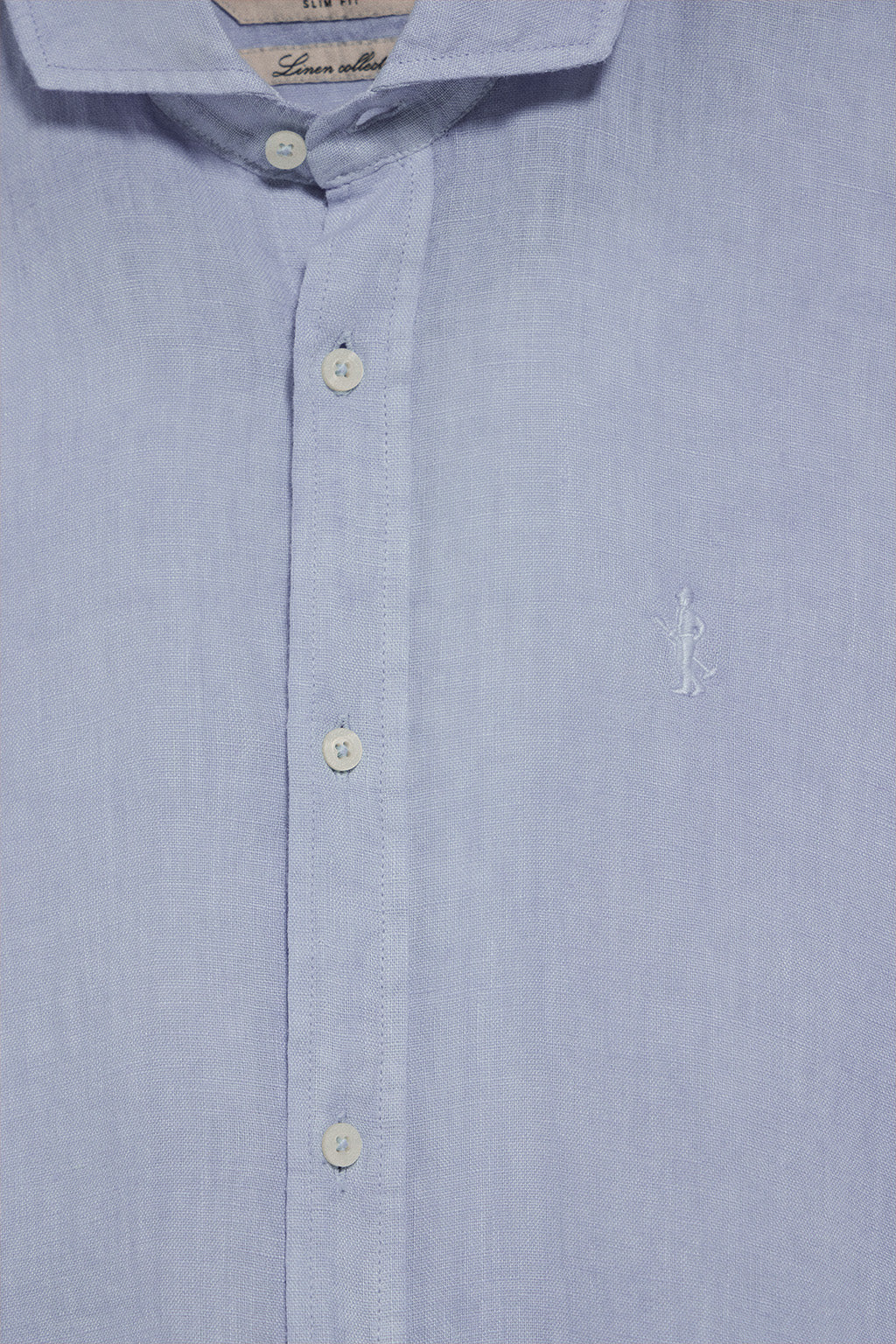 Camisa azul de lino garment dye con bordado Rigby Best - Image 10