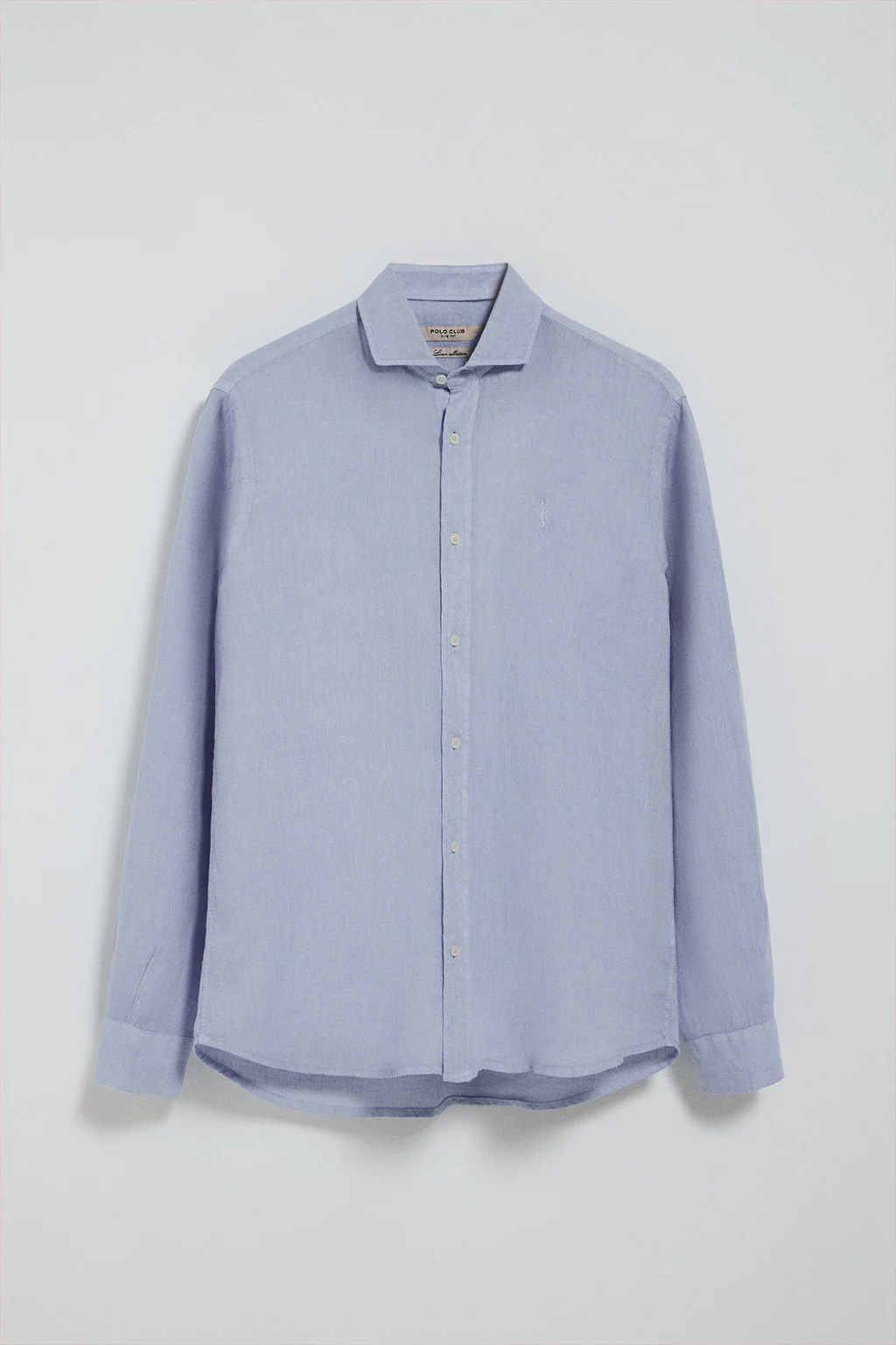 Camisa azul de lino garment dye con bordado Rigby Best - Image 5