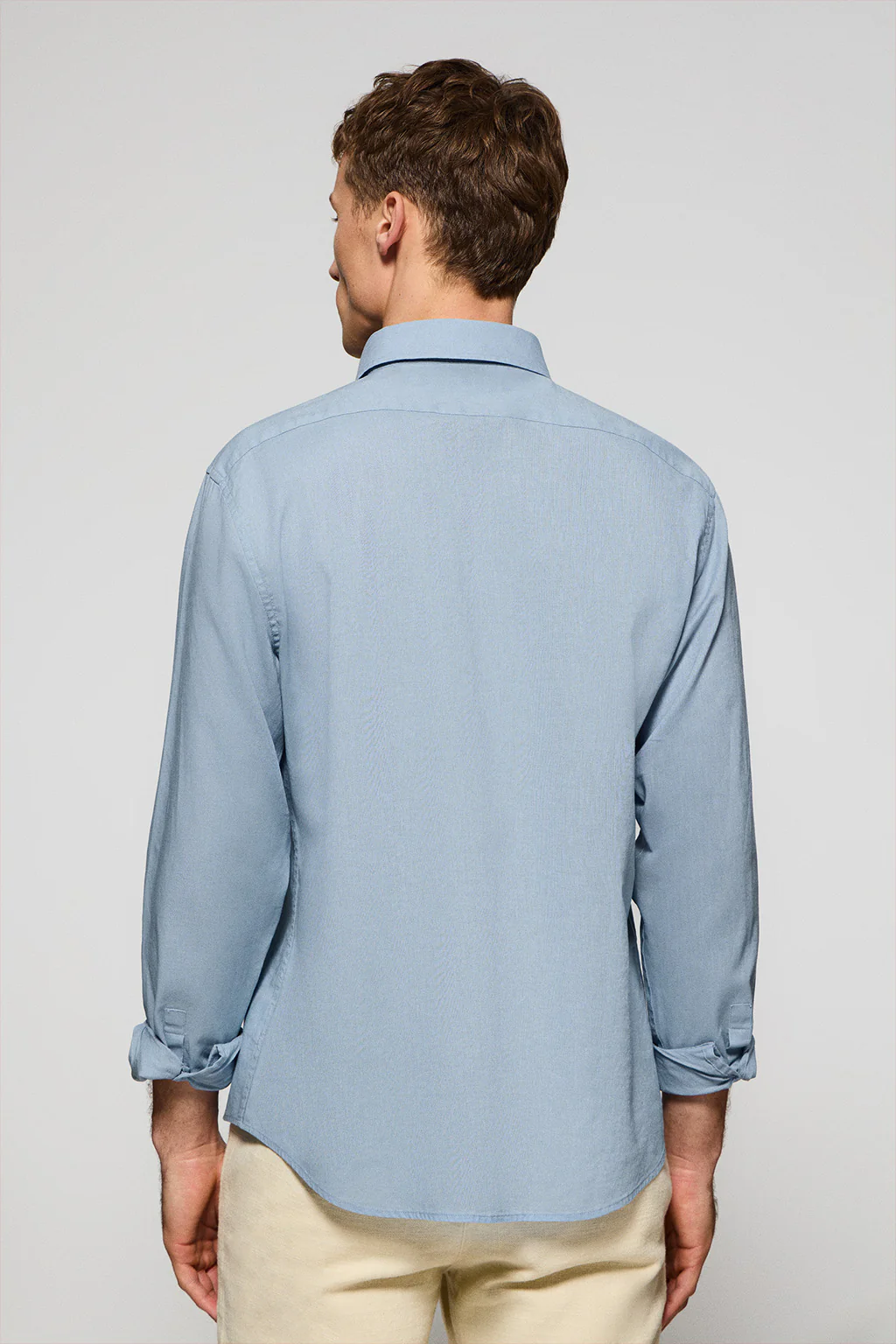 Camisa azul celeste regular de lino y algodón con bordado Rigby Go - Image 4
