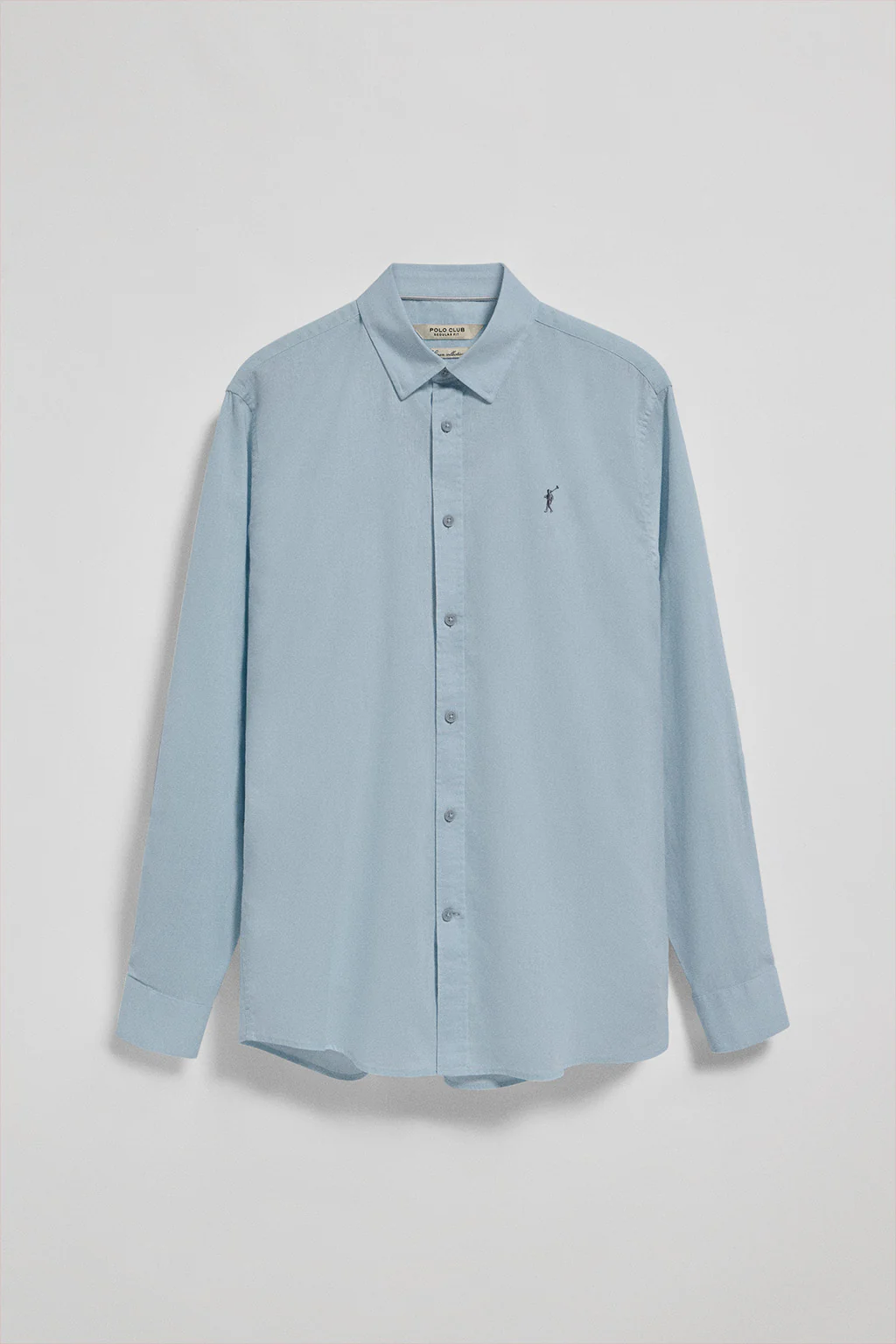 Camisa azul celeste regular de lino y algodón con bordado Rigby Go - Image 7