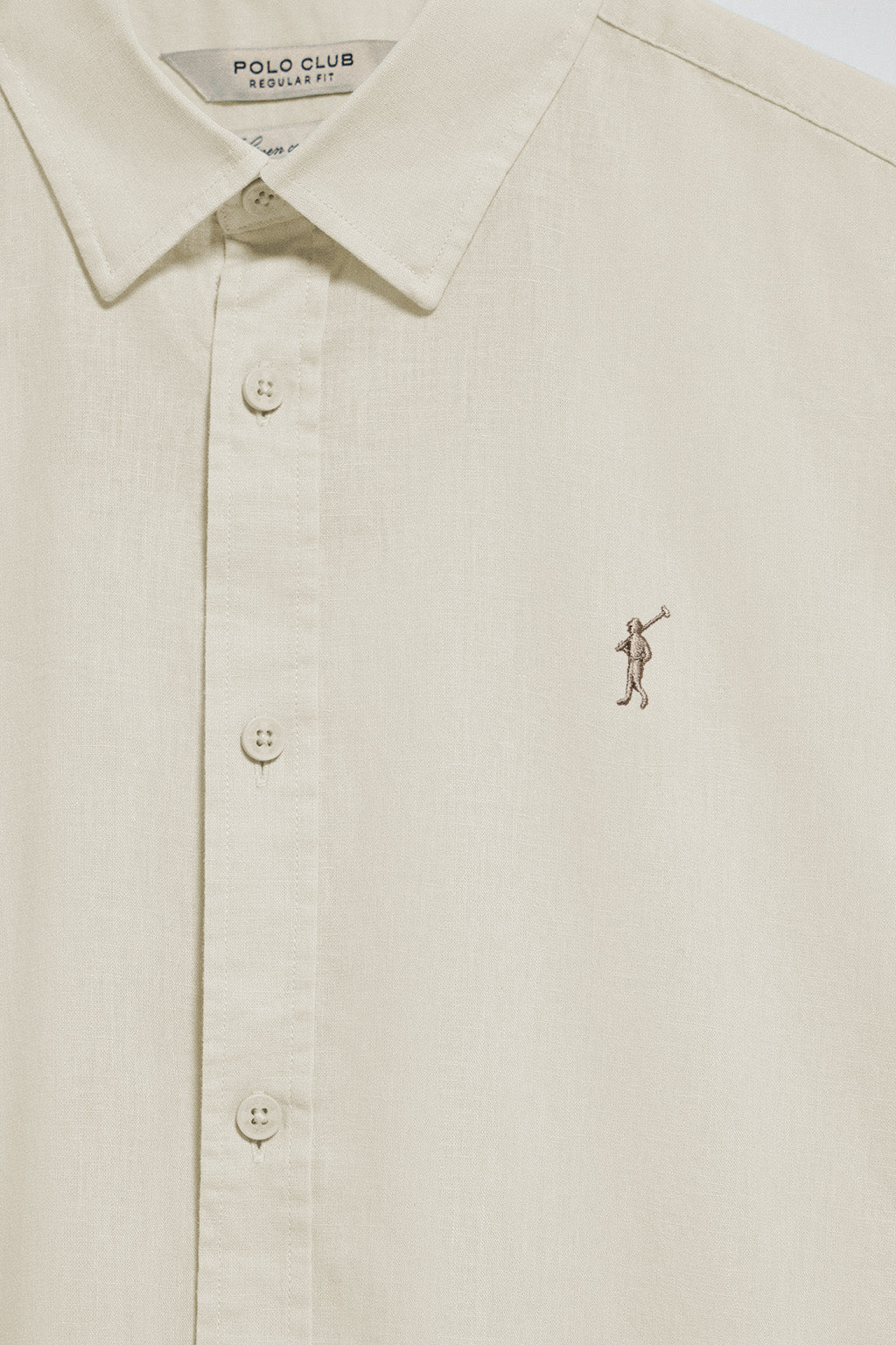 Camisa beige regular de lino y algodón con bordado Rigby Go - Image 6