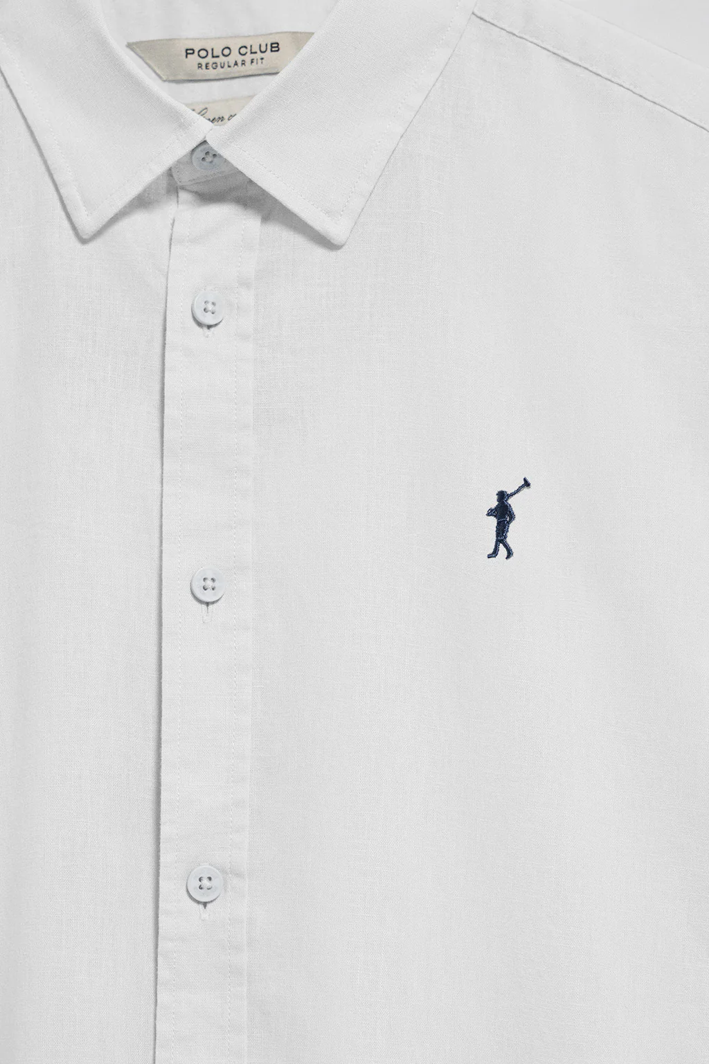 Camisa blanca regular de lino y algodón con bordado Rigby Go - Image 9