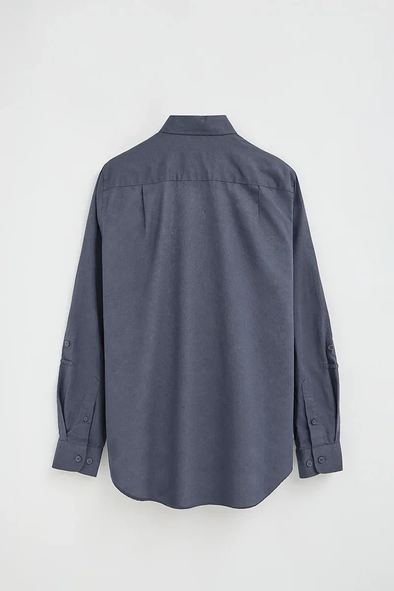 Camisa cotolino azul denim de corte regular con logo Rigby Go - Image 8