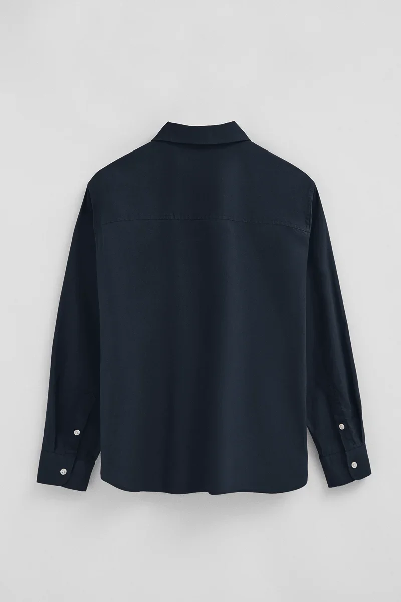 Camisa cotolino azul marino de corte holgado y bordado Rigby Go - Image 8