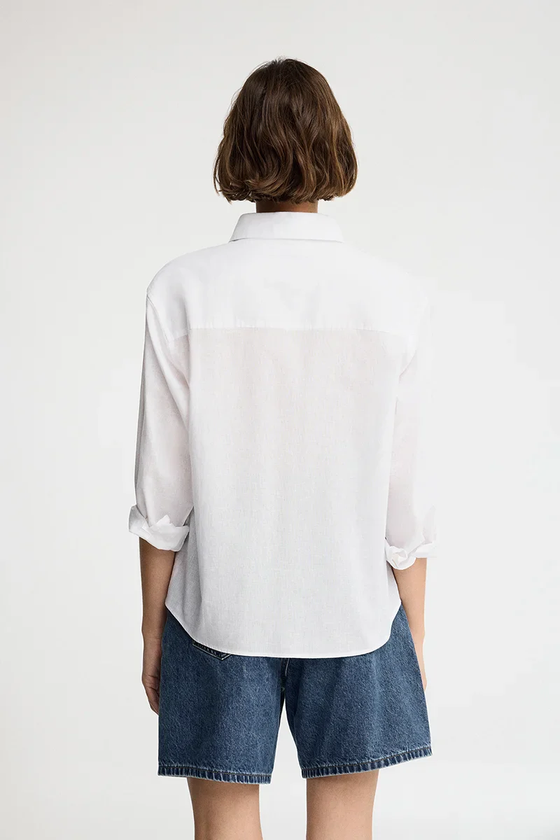 Camisa cotolino blanca de corte holgado y bordado Rigby Go - Image 5
