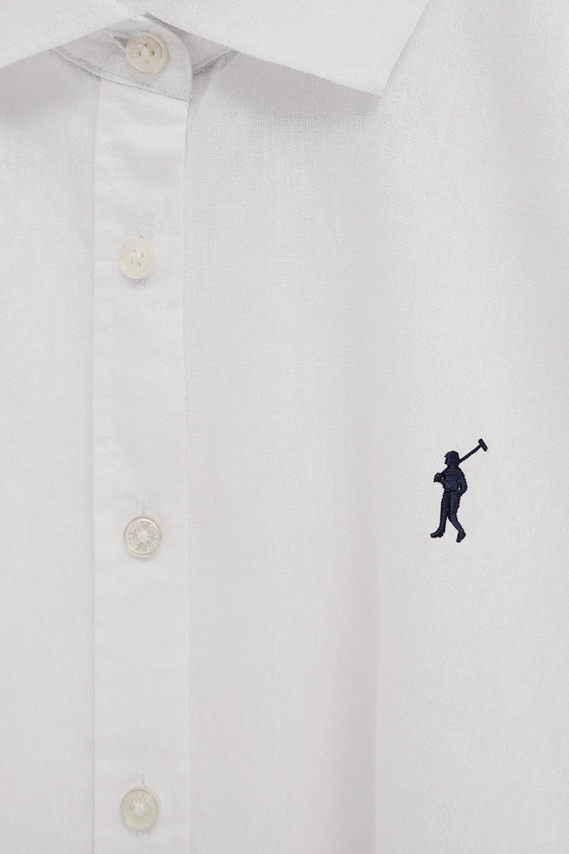Camisa cotolino blanca de corte holgado y bordado Rigby Go - Image 7