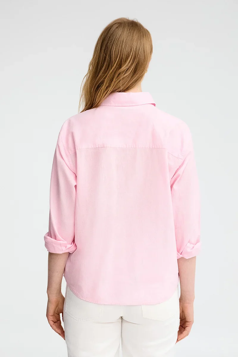 Camisa cotolino rosa de corte holgado y bordado Rigby Go - Image 4