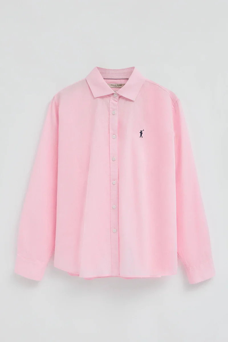 Camisa cotolino rosa de corte holgado y bordado Rigby Go - Image 5