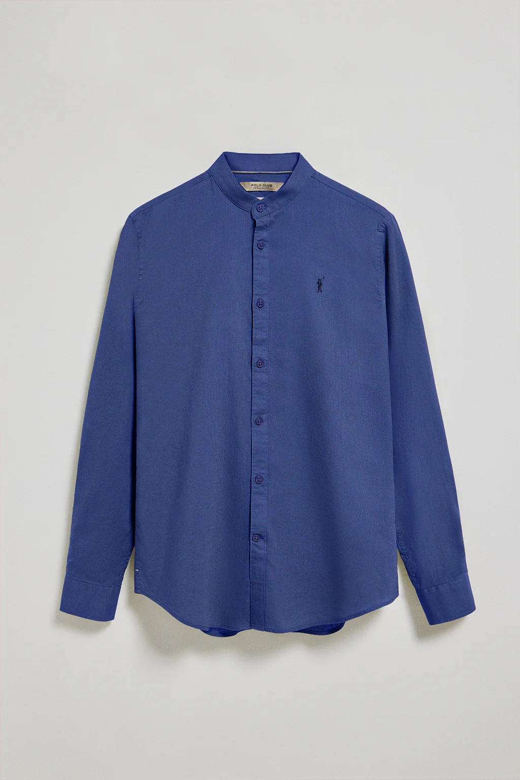 Camisa azul royal de cuello mao de lino y algodón con bordado Rigby Go - Image 8