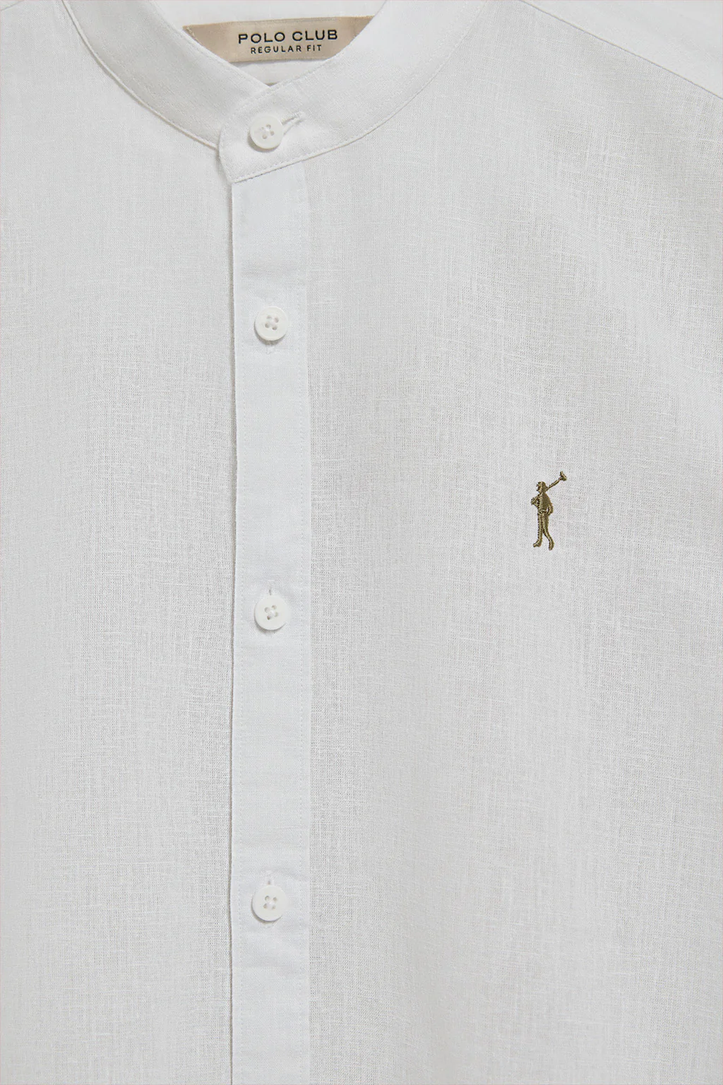 Camisa blanca de cuello mao de lino y algodón con bordado Rigby Go - Image 6