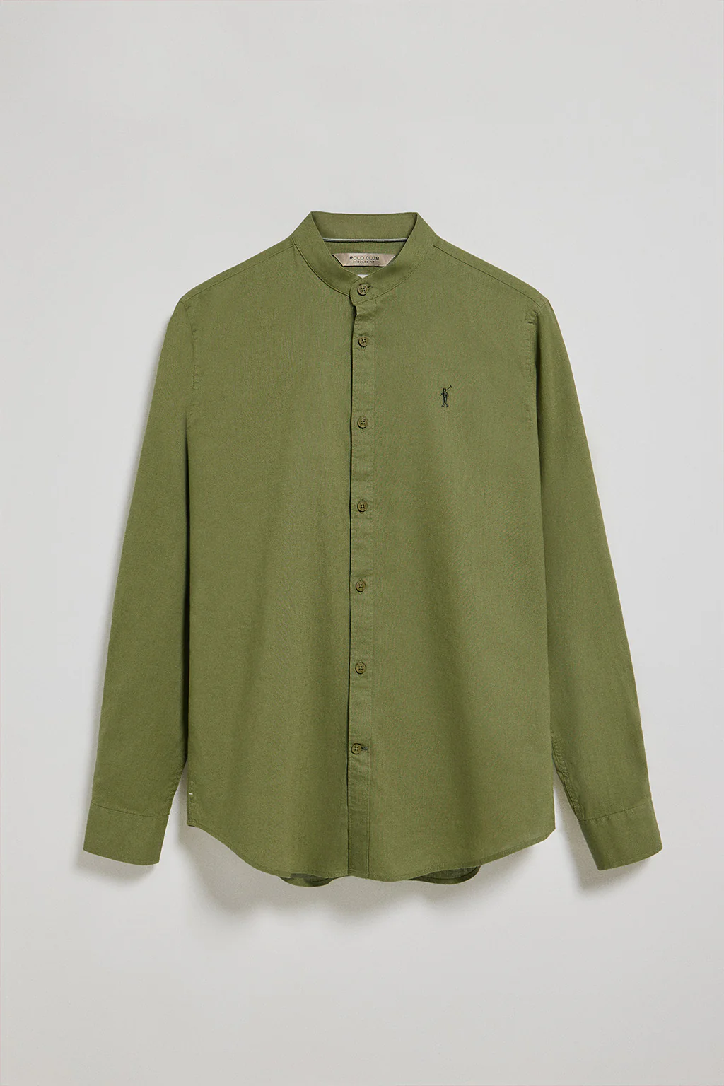 Camisa caqui de cuello mao de lino y algodón con bordado Rigby Go - Image 7
