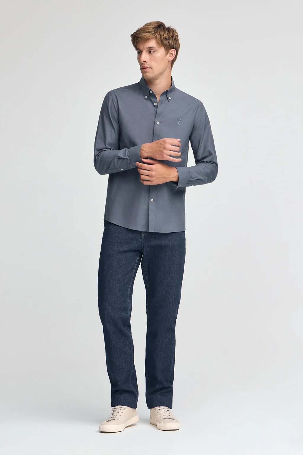Camisa azul denim de corte regular con logo Rigby Go - Image 3