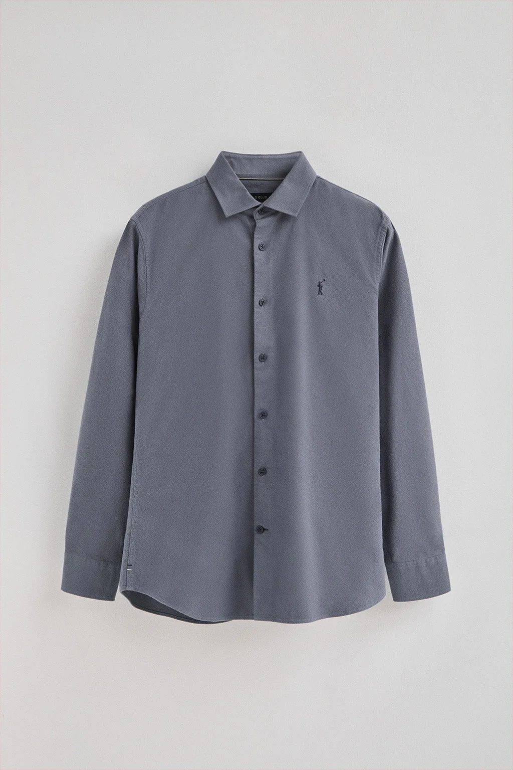 Camisa azul marino de corte slim y cuello italiano con logo Rigby Go - Image 7
