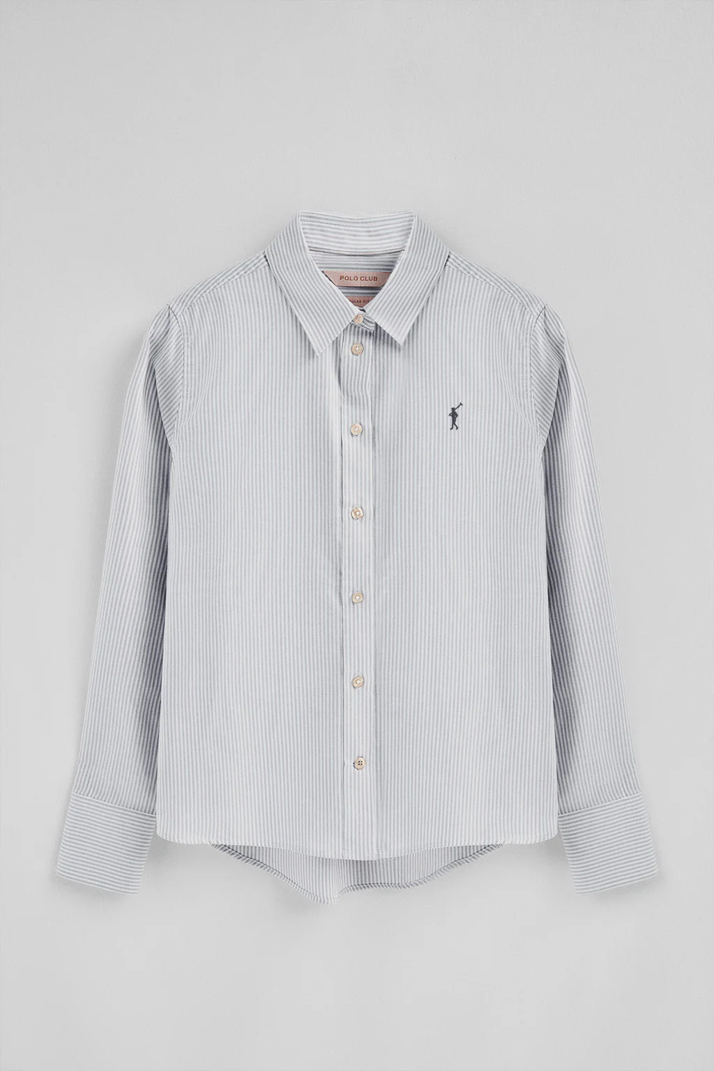 Camisa de rayas azul marino de corte regular con logo Rigby Go - Image 8