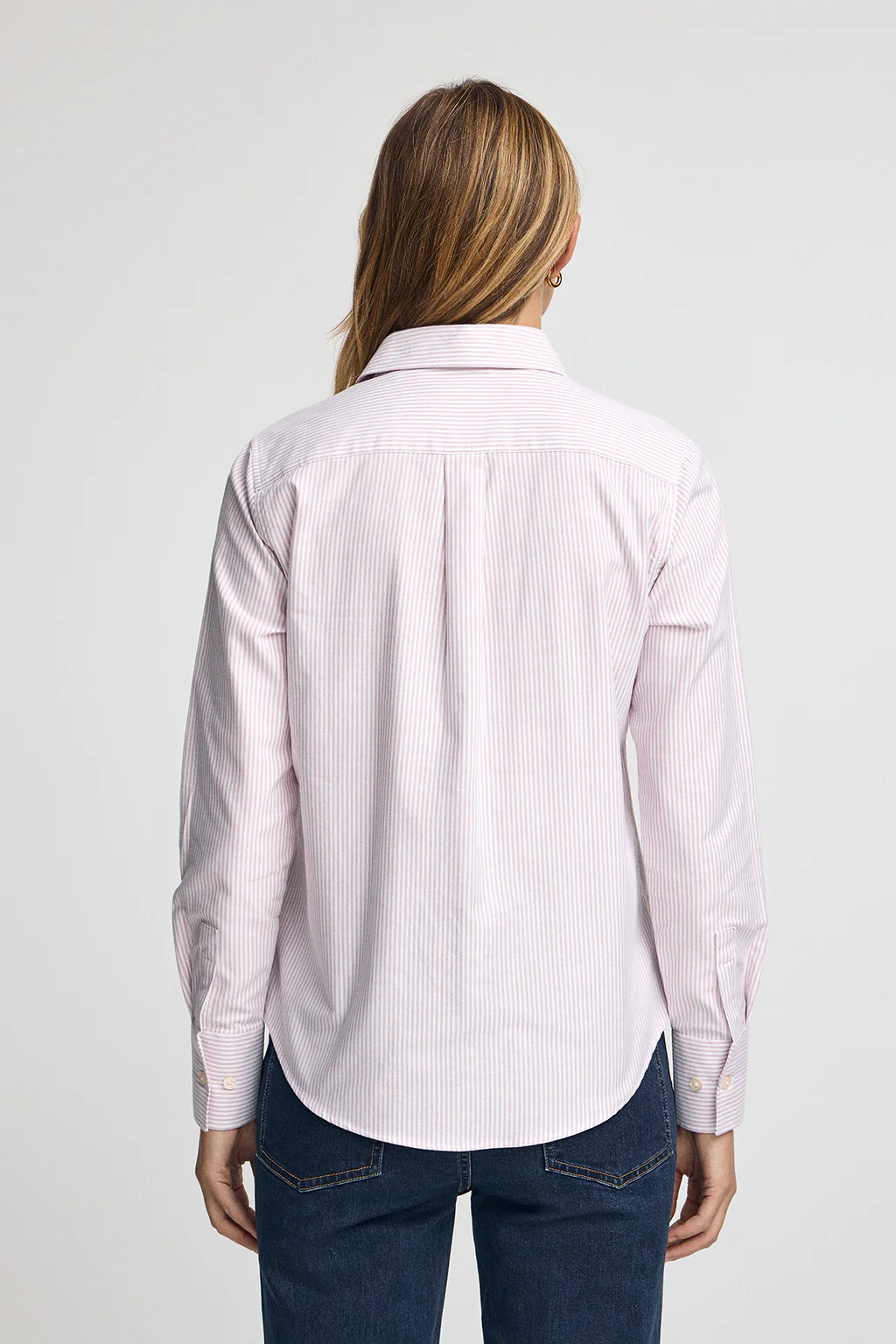 Camisa de rayas rosa empolvado de corte regular con logo Rigby Go - Image 4