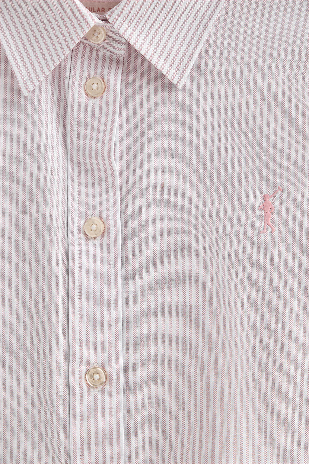 Camisa de rayas rosa empolvado de corte regular con logo Rigby Go - Image 6