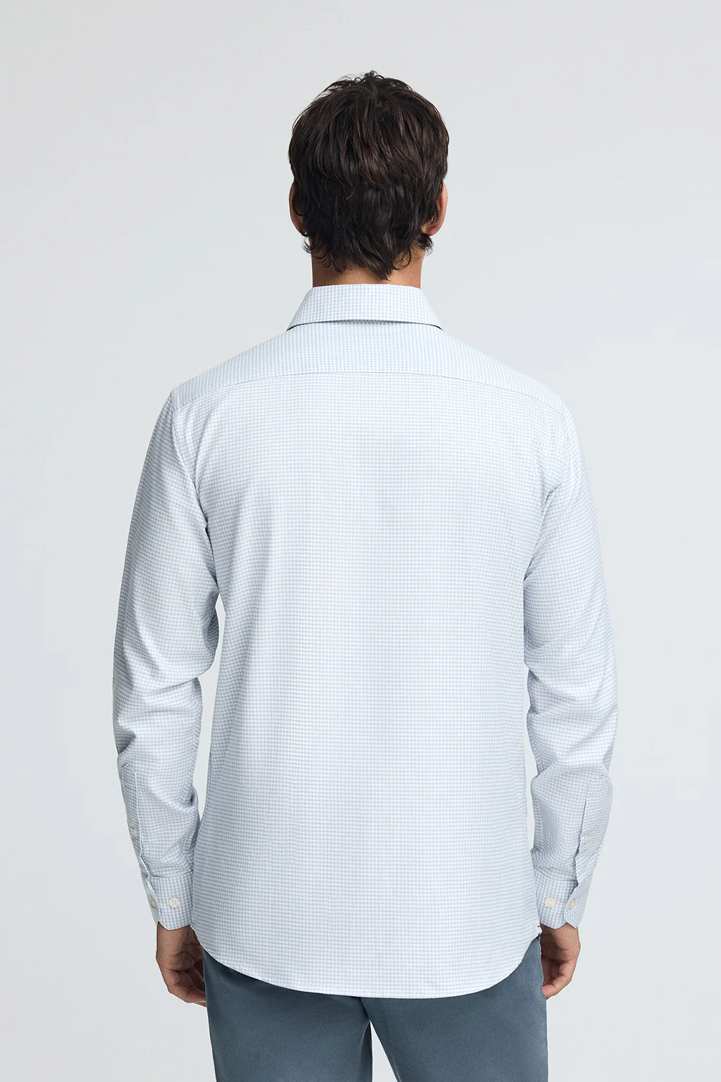 Camisa azul claro de corte slim y cuadros vichy con logo Rigby Go - Image 4