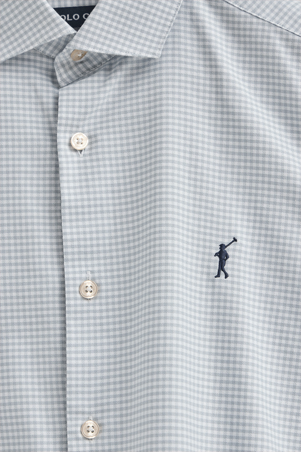 Camisa azul claro de corte slim y cuadros vichy con logo Rigby Go - Image 6