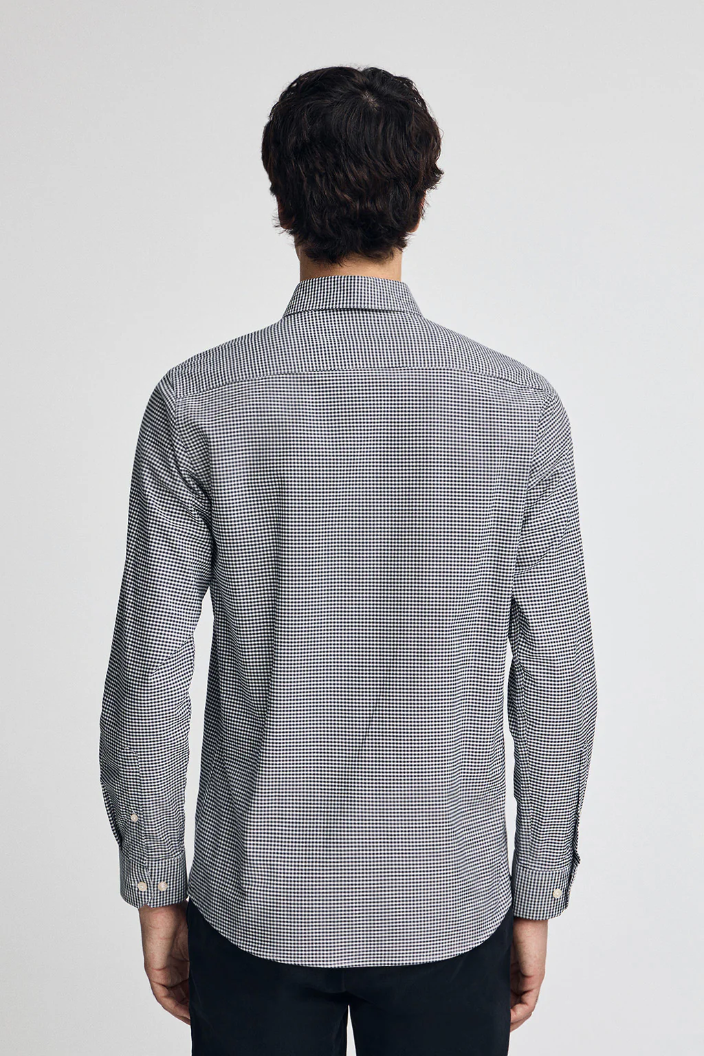 Camisa azul marina de corte slim y cuadros vichy con logo Rigby Go - Image 4