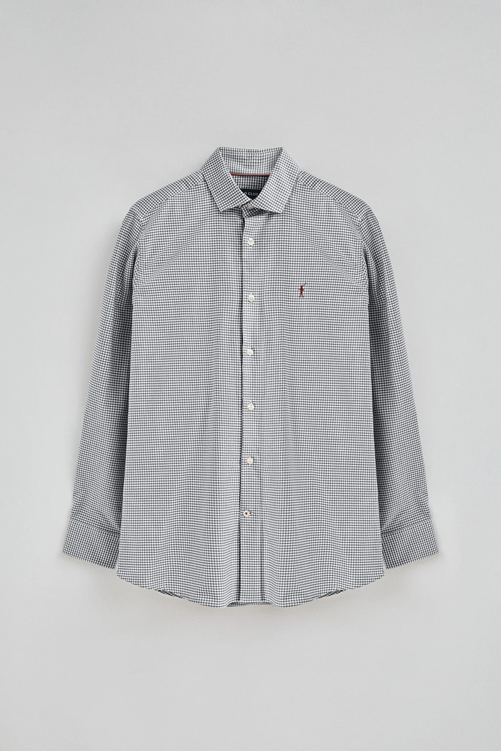 Camisa azul marina de corte slim y cuadros vichy con logo Rigby Go - Image 8
