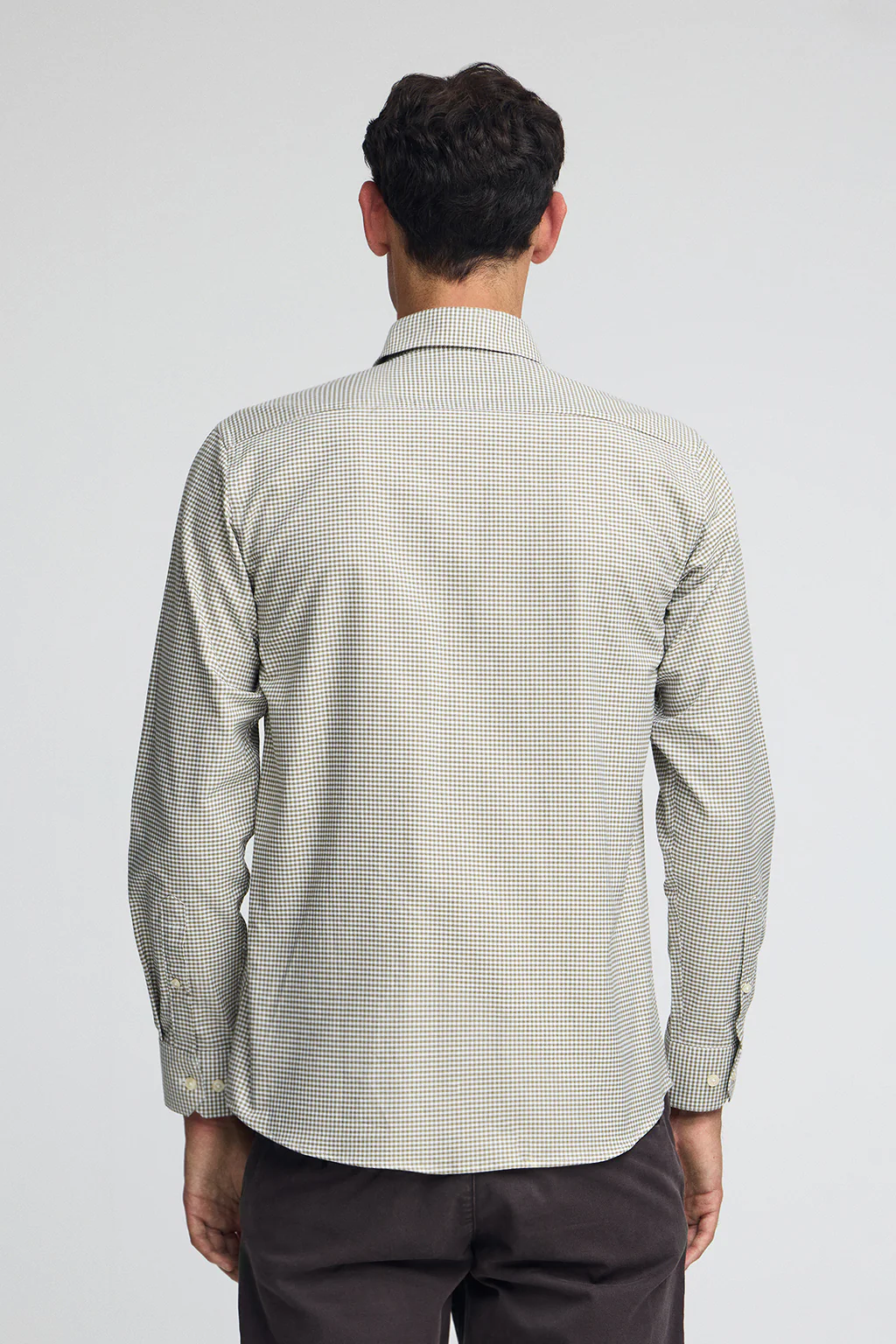 Camisa verde militar de corte slim y cuadros vichy con logo Rigby Go - Image 4