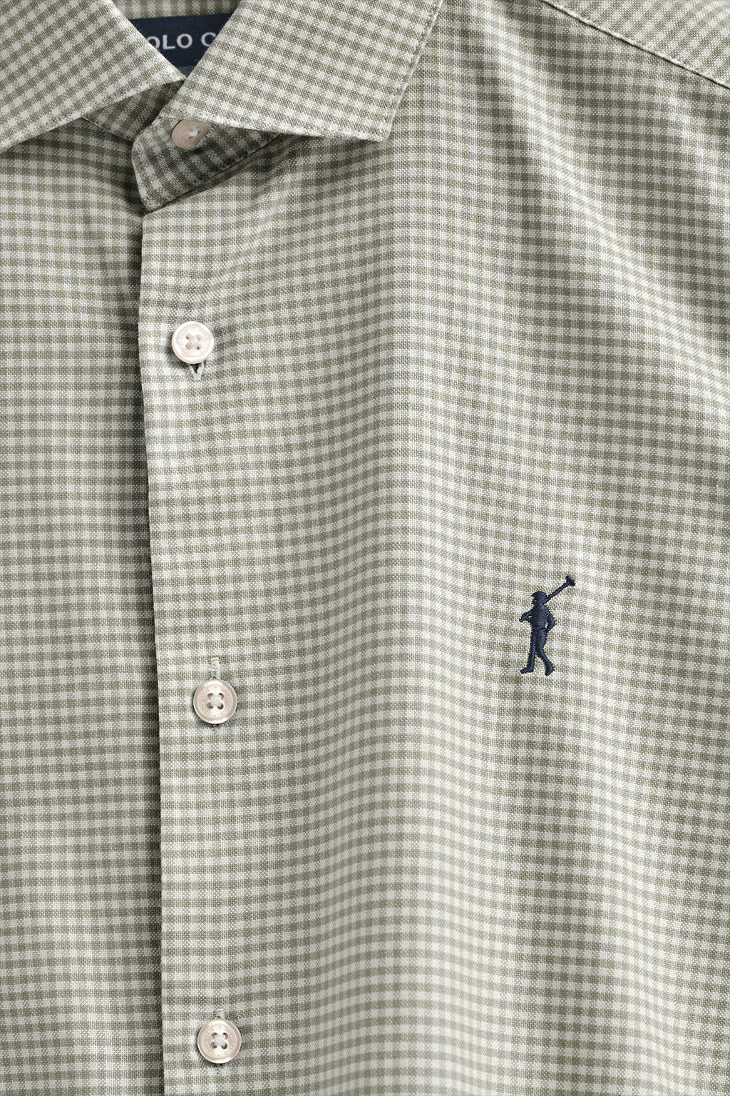 Camisa verde militar de corte slim y cuadros vichy con logo Rigby Go - Image 6