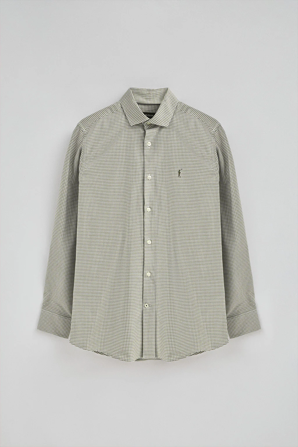 Camisa verde militar de corte slim y cuadros vichy con logo Rigby Go - Image 8