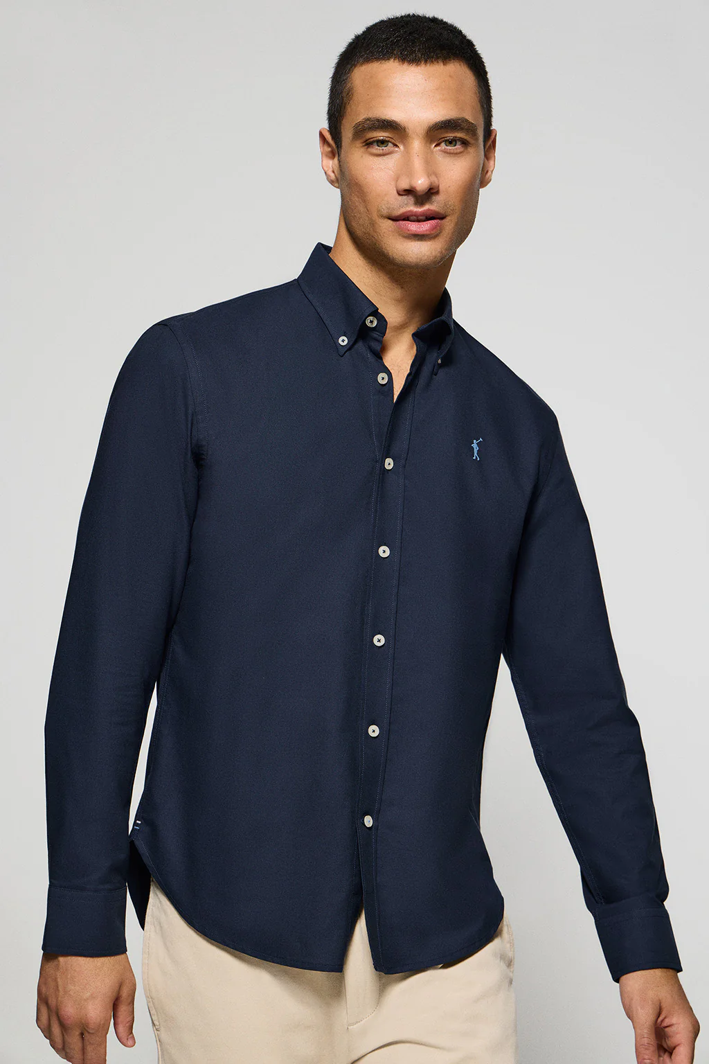 Camisa oxford azul marino con logo bordado Rigby Go