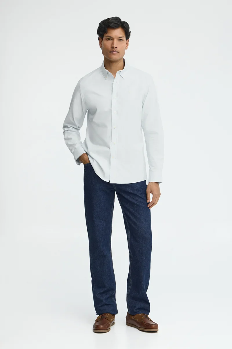Camisa oxford azul claro de corte regular y logo Rigby Go - Image 3