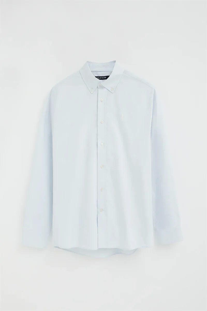 Camisa oxford azul claro de corte regular y logo Rigby Go - Image 8