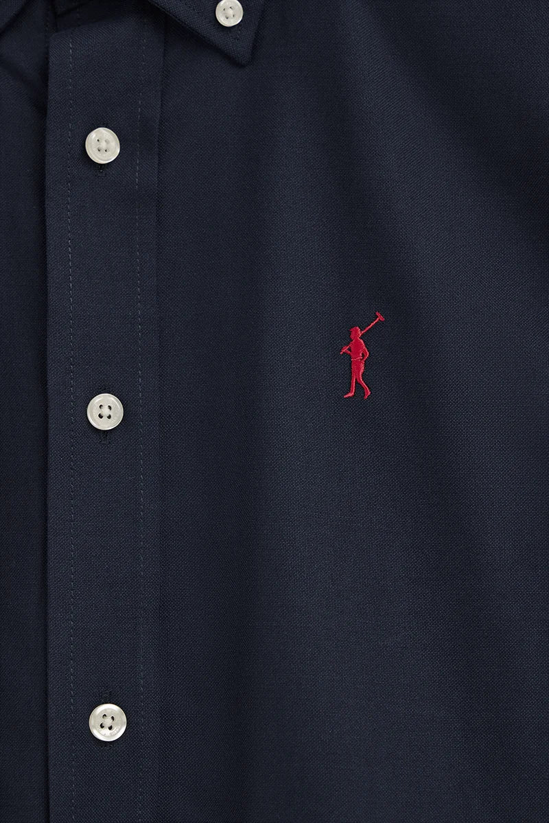 Camisa oxford azul marino de corte regular y logo Rigby Go - Image 7