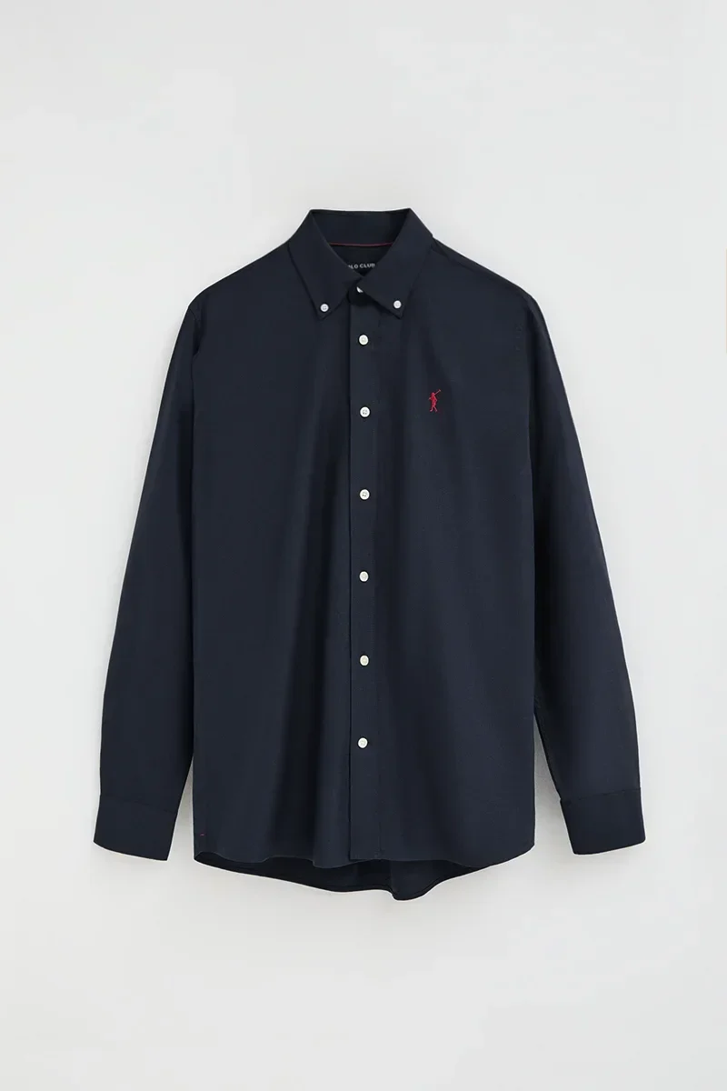 Camisa oxford azul marino de corte regular y logo Rigby Go - Image 9