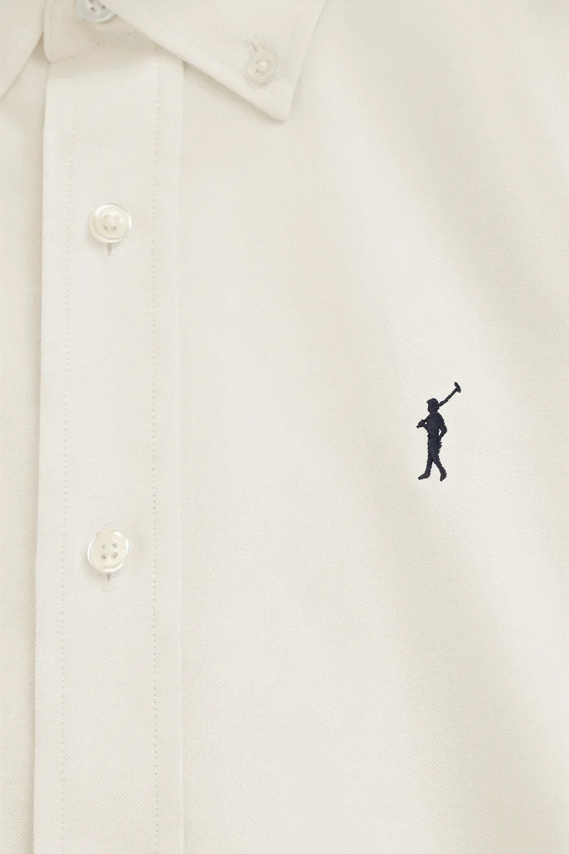 Camisa oxford beige de corte regular y logo Rigby Go - Image 7