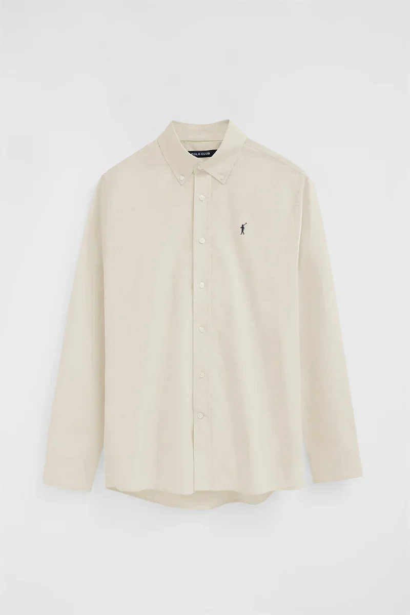 Camisa oxford beige de corte regular y logo Rigby Go - Image 9