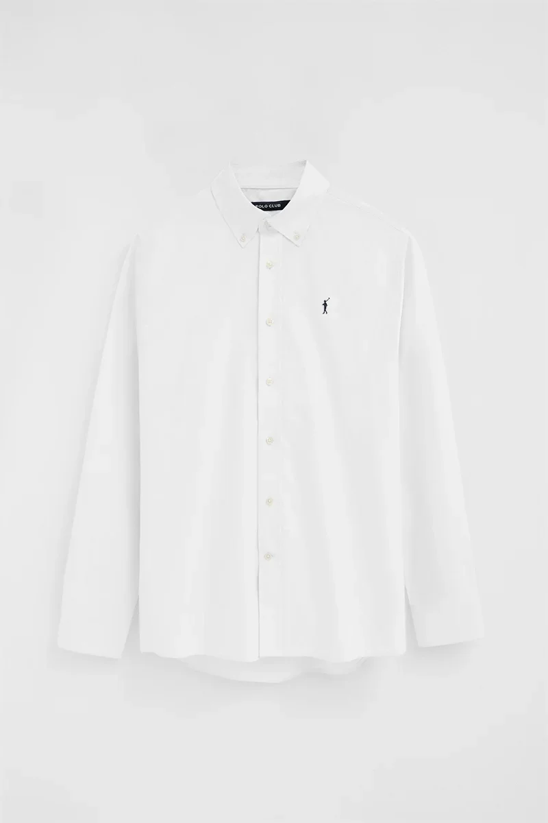 Camisa oxford blanca de corte regular y logo Rigby Go - Image 7