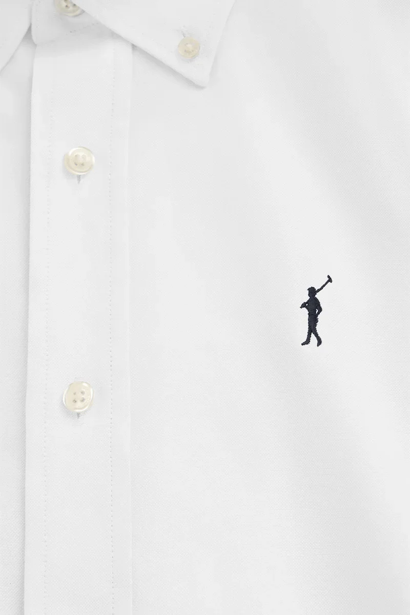 Camisa oxford blanca de corte regular y logo Rigby Go - Image 8