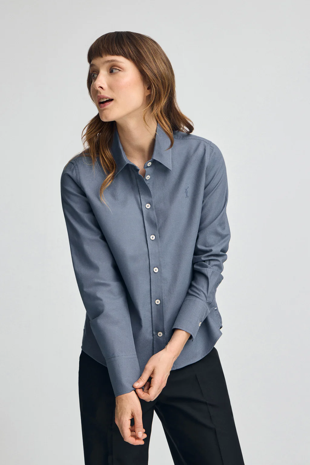 Camisa azul denim de corte recto con logo Rigby Go