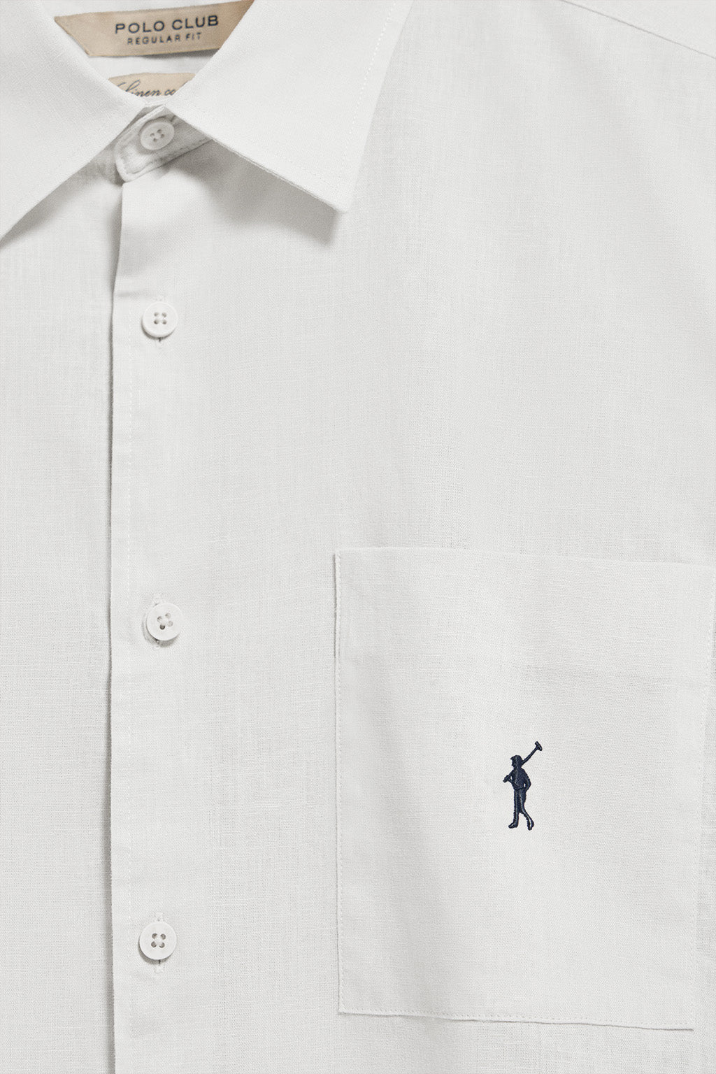 Camisa blanca de manga corta de lino y algodón con bordado Rigby Go - Image 9