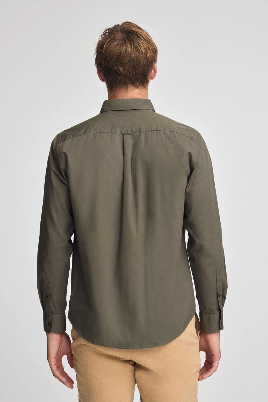 Camisa verde militar de poplin y corte regular con logo Rigby Go - Image 4