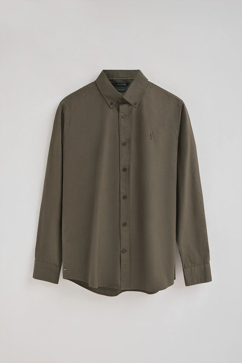 Camisa verde militar de poplin y corte regular con logo Rigby Go - Image 5