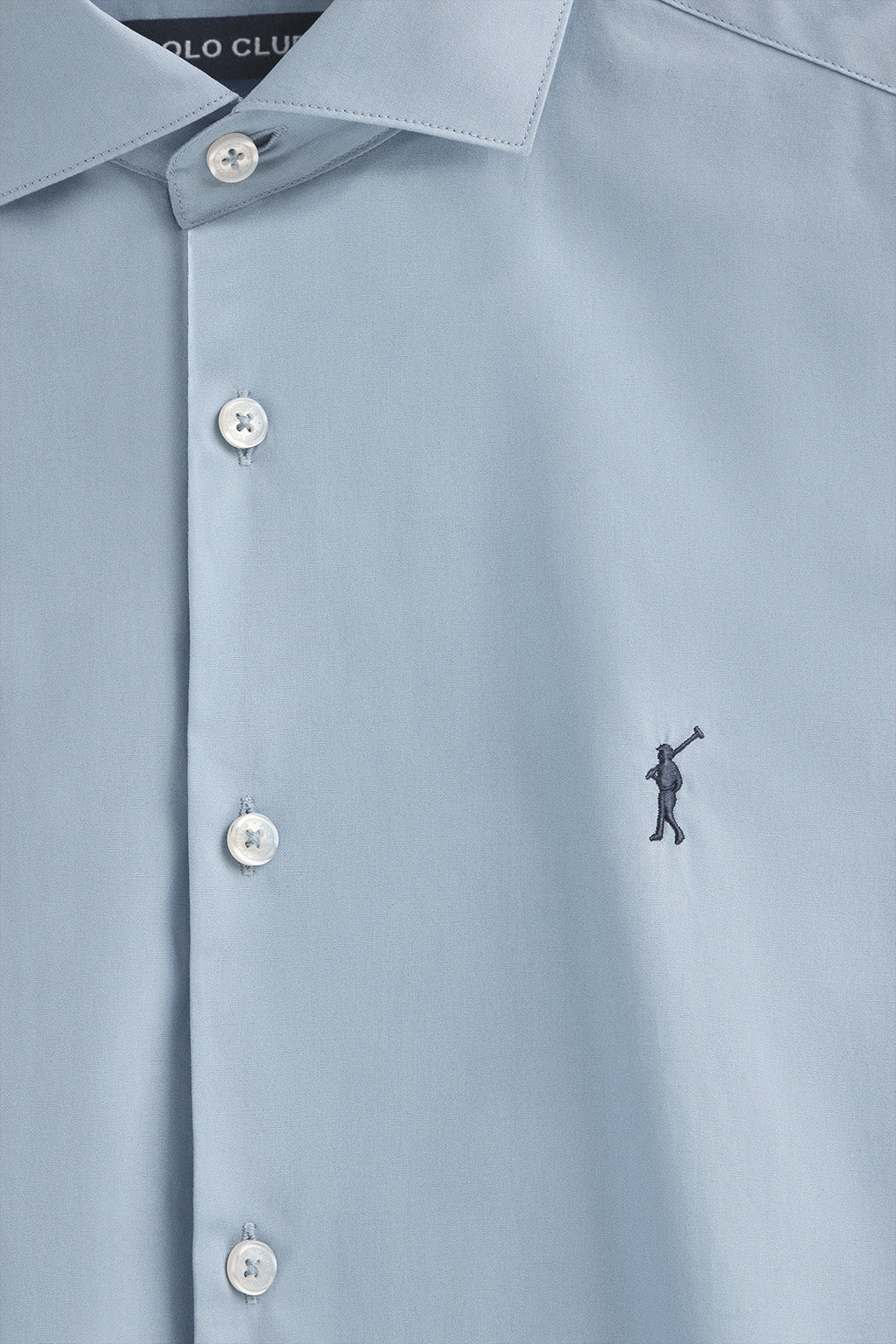 Camisa azul celeste de poplin y corte slim con logo Rigby Go - Image 6