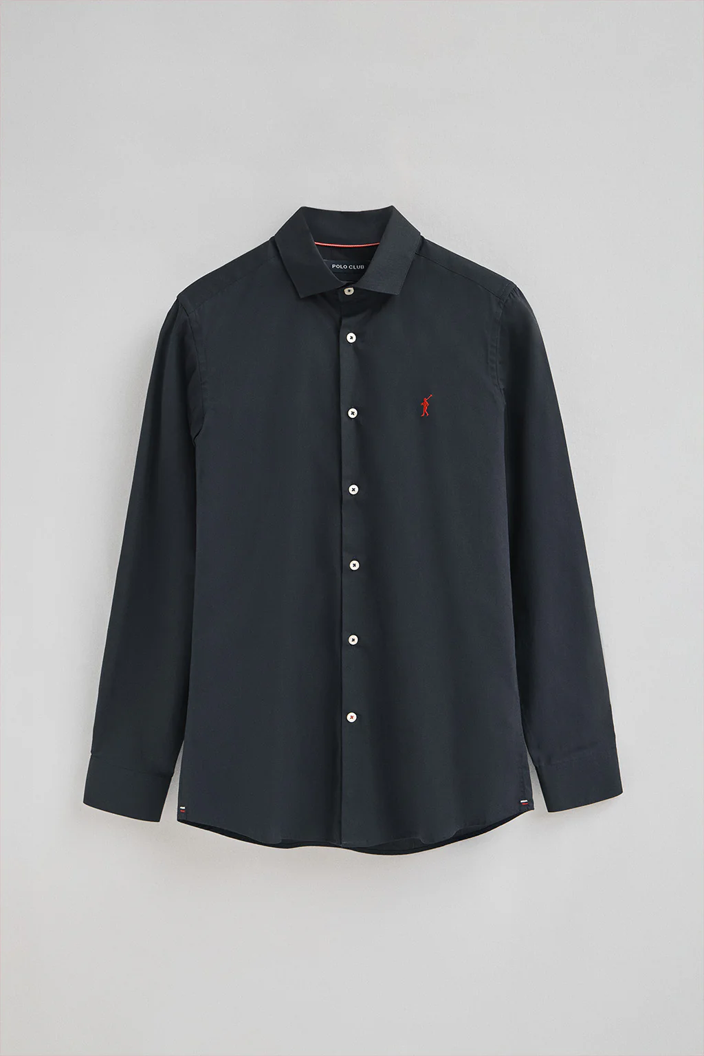 Camisa azul marino de poplin y corte slim con logo Rigby Go - Image 5