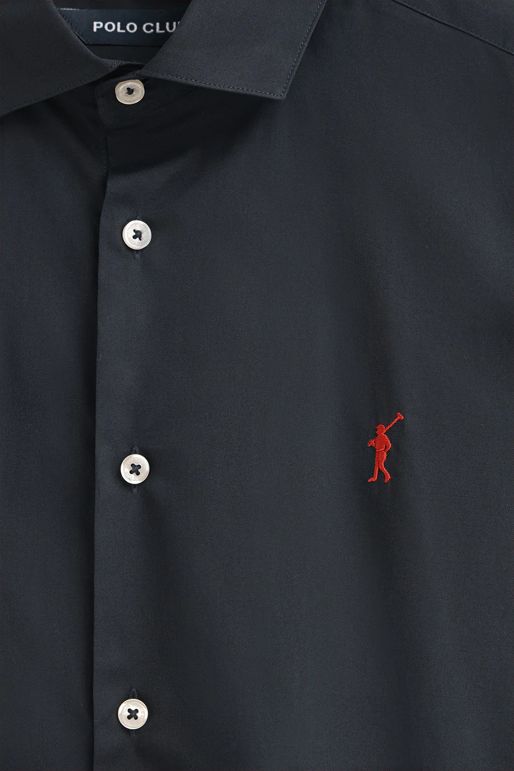 Camisa azul marino de poplin y corte slim con logo Rigby Go - Image 6